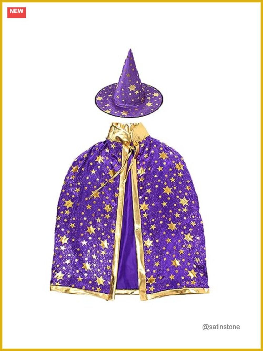 Adult Witch Cape with Hat Star Print Halloween Cosplay Costume